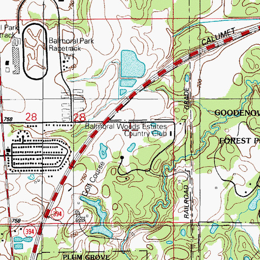 Topographic Map of Balmoral Woods Estates Country Club, IL