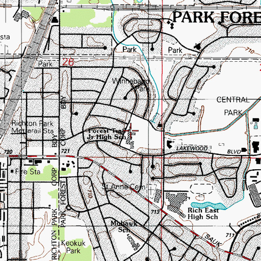 Topographic Map of Forest Trail Junior High School, IL