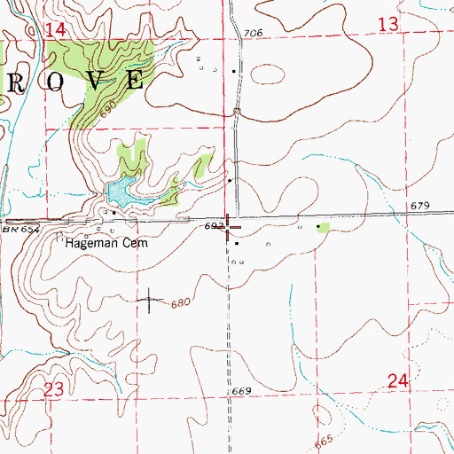 Topographic Map of Lynn Grove School (historical), IL