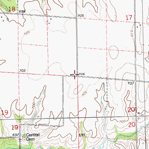 Topographic Map of Rock Creek School (historical), IL