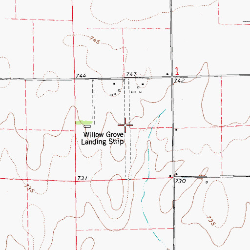 Topographic Map of Willow Grove Landing Strip (historical), IL