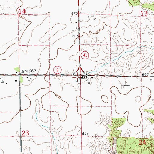 Topographic Map of Brock School (historical), IL