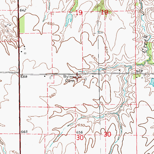 Topographic Map of Byley Cemetery, IL