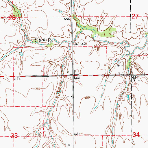 Topographic Map of Camp Creek School (historical), IL