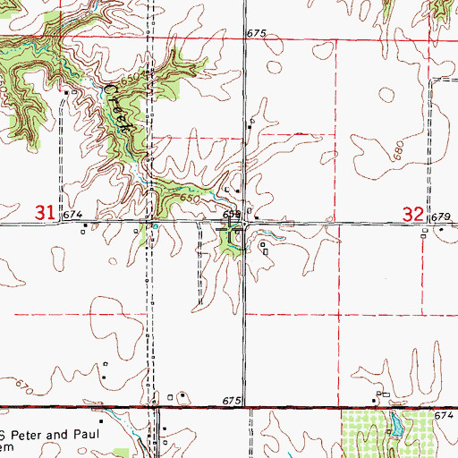 Topographic Map of Columbia School (historical), IL