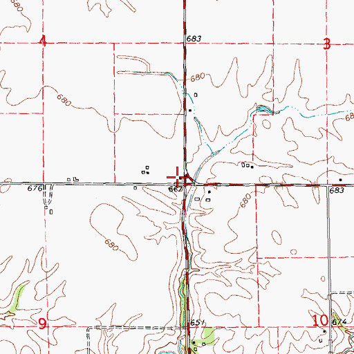 Topographic Map of Elliott School (historical), IL