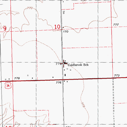 Topographic Map of Coldbrook School, IL