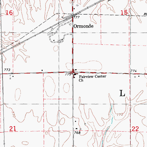 Topographic Map of Fairview Center Church, IL