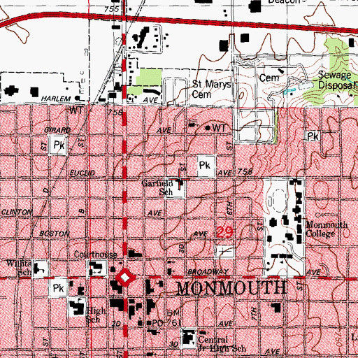 Topographic Map of Garfield Elementary School, IL