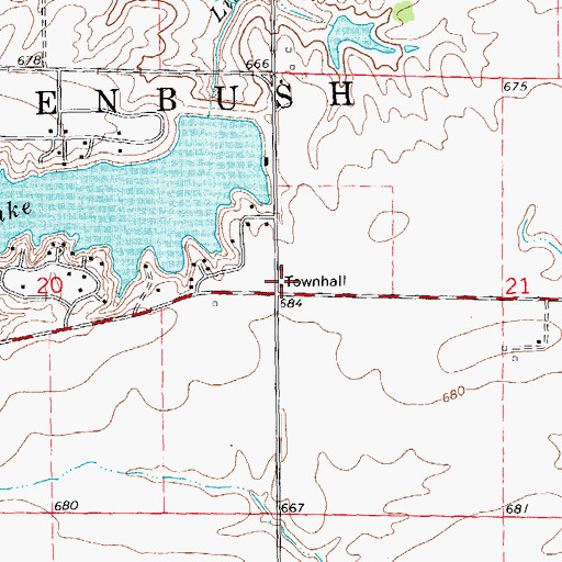 Topographic Map of Greenbush Townhall, IL