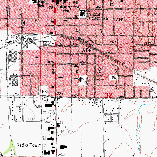 Topographic Map of Harding Elementary School, IL
