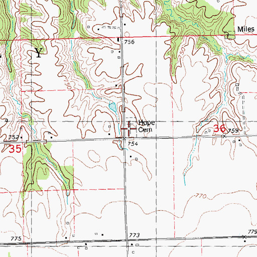 Topographic Map of Hope Cemetery, IL