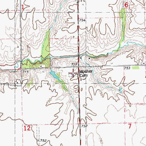 Topographic Map of Mosher Cemetery, IL