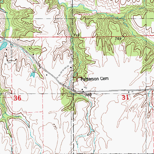 Topographic Map of Patterson Cemetery, IL