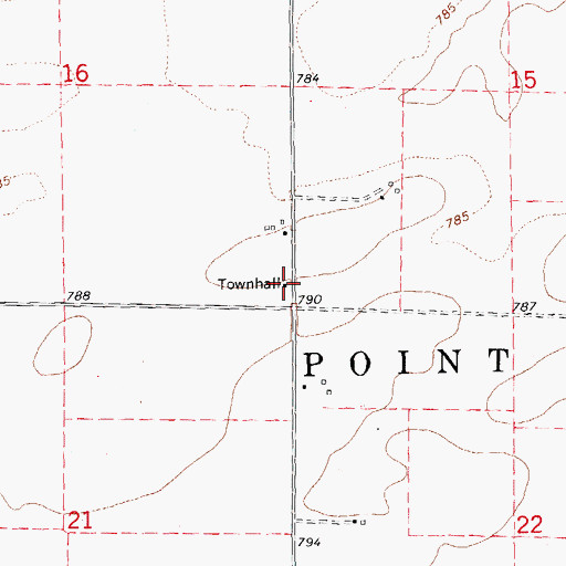 Topographic Map of Point Pleasant Townhall, IL