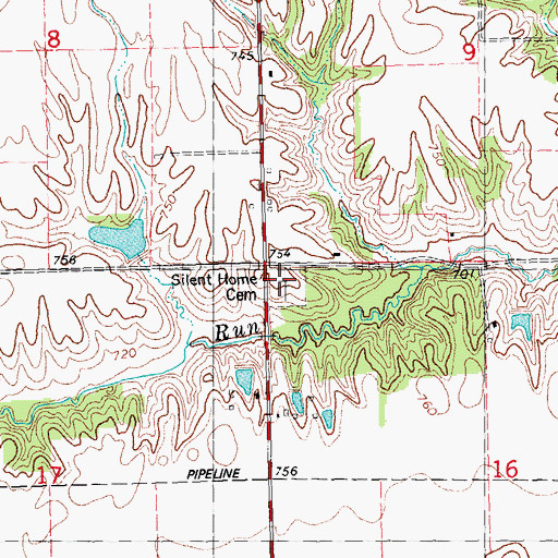 Topographic Map of Silent Home Cemetery, IL