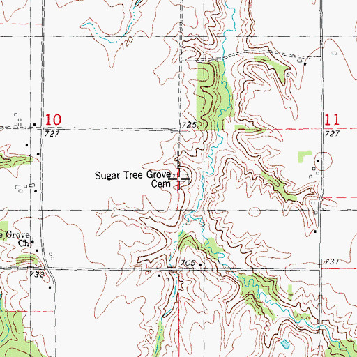 Topographic Map of Sugar Tree Grove Cemetery, IL