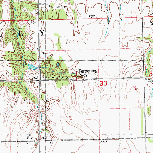 Topographic Map of Terpening Cemetery, IL