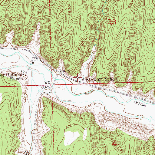 Topographic Map of Stewart School, CO