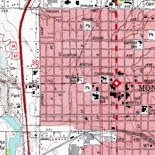Topographic Map of Willits Elementary School, IL