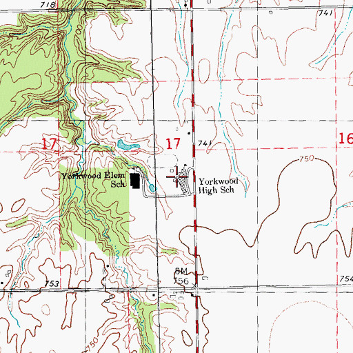 Topographic Map of Yorkwood High School, IL
