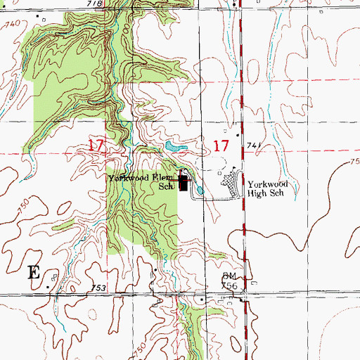 Topographic Map of Yorkwood Elementary School, IL