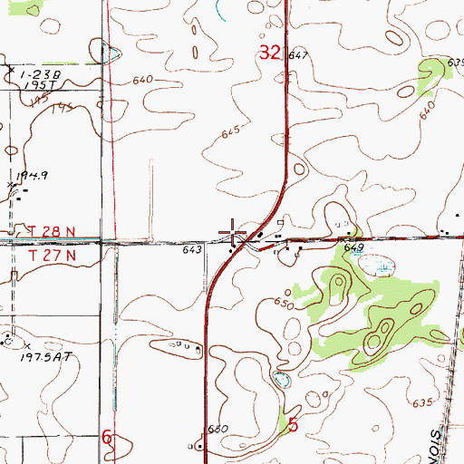 Topographic Map of Freedville, IL