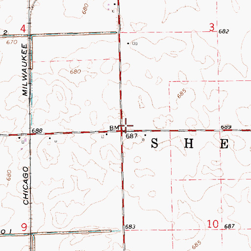 Topographic Map of Hesperian School (historical), IL