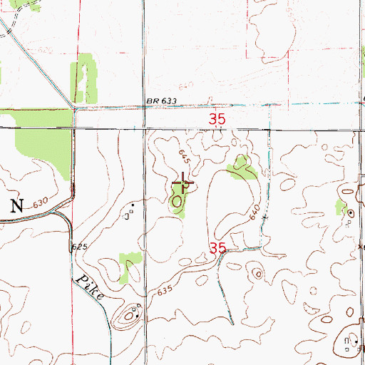 Topographic Map of Pleasant Grove School (historical), IL