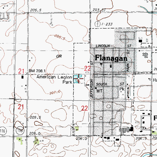 Topographic Map of American Legion Park, IL
