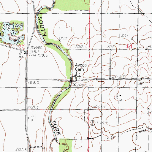 Topographic Map of Avoca Cemetery, IL