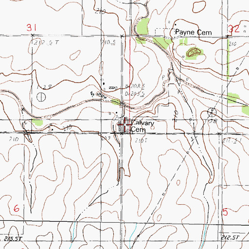 Topographic Map of Calvary Catholic Cemetery, IL