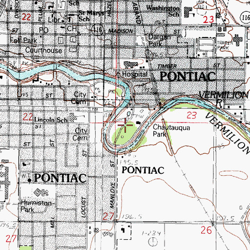 Topographic Map of Chautauqua Park, IL