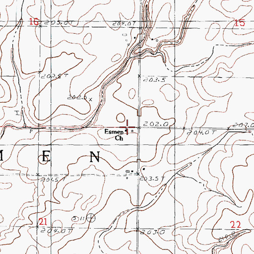 Topographic Map of Esmen Church, IL