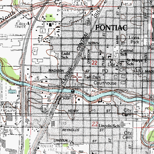 Topographic Map of Fell Park, IL