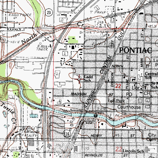 Topographic Map of Ladd School, IL