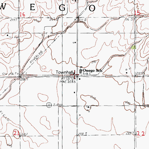 Topographic Map of Owego Townhall, IL