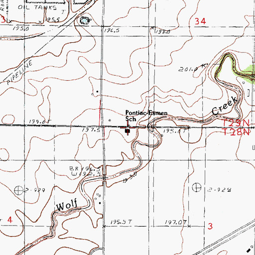 Topographic Map of Pontiac-Esmen Elementary School, IL