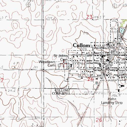 Topographic Map of Saint John's Catholic Cemetery, IL