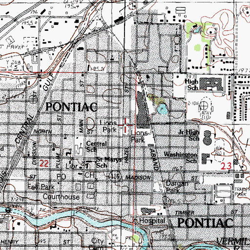 Topographic Map of Lions Park, IL