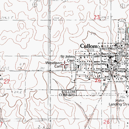 Topographic Map of West Lawn Cemetery, IL
