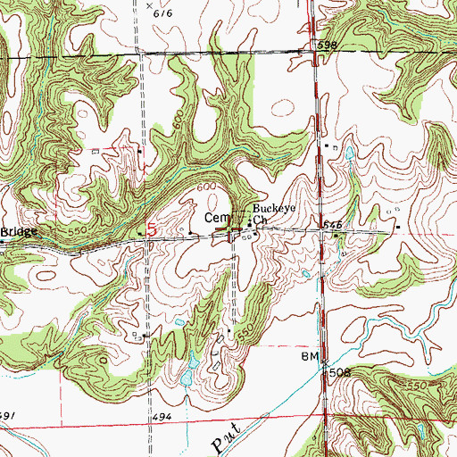 Topographic Map of Buckeye School (historical), IL