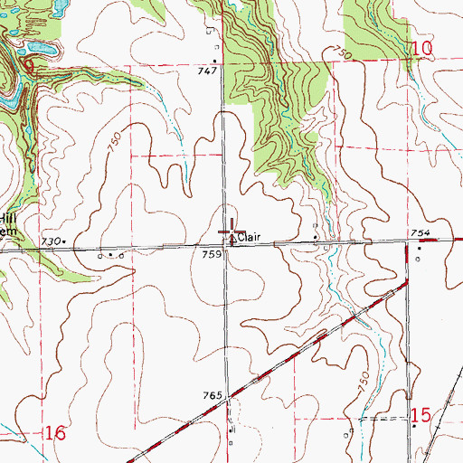 Topographic Map of Clair School (historical), IL