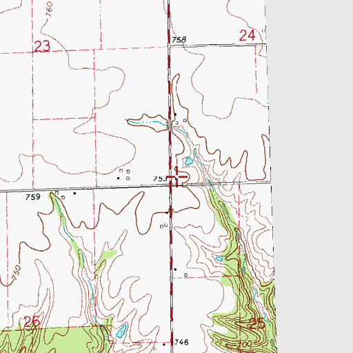 Topographic Map of Cottonwood School (historical), IL