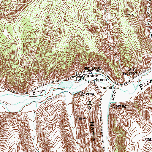 Topographic Map of Clubine Ranch, CO