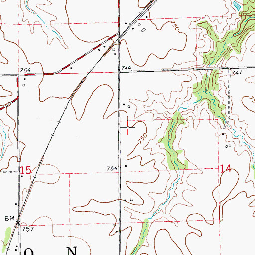Topographic Map of Forty Acres, IL