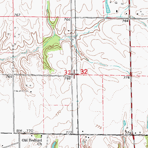 Topographic Map of Bedford School (historical), IL