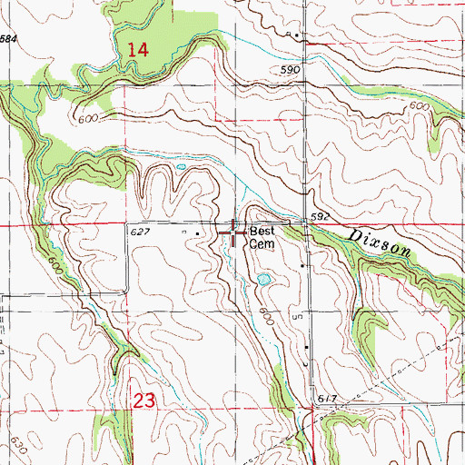 Topographic Map of Best Cemetery, IL