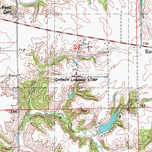 Topographic Map of Carner Landing Strip (historical), IL