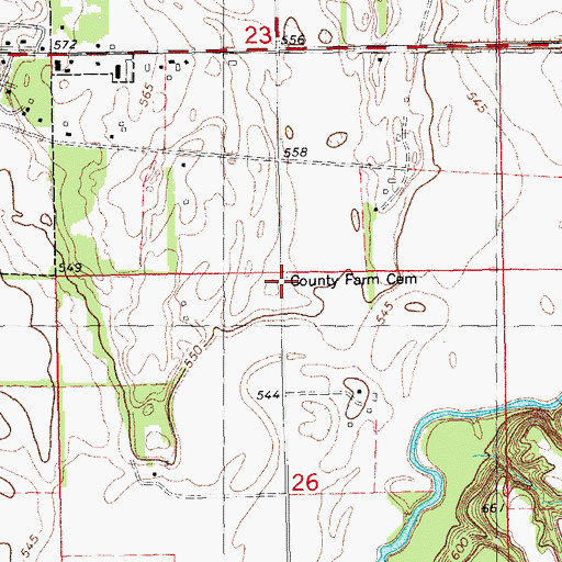 Topographic Map of County Farm Cemetery, IL